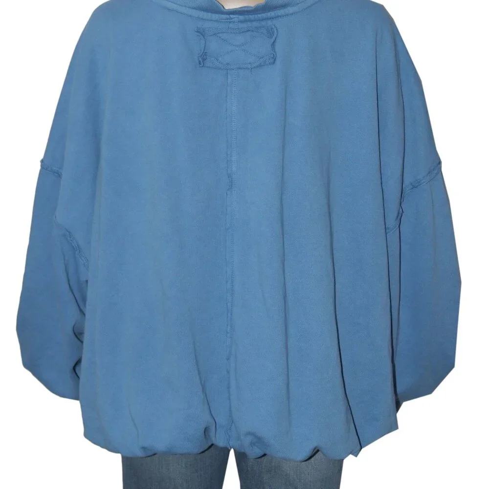 Free People We The Free Bubble Up Pullover Long Sleeve Blue Top M